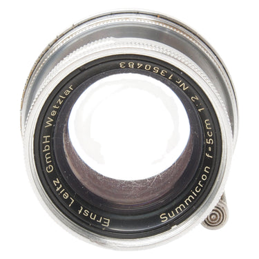 Leica 5cm f2 Summicron front element engraving showing Ernst Leitz Wetzlar and serial 1350483