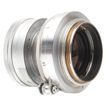 Leica 5cm f2 Summicron rear three-quarter view showing rear element and screw mount