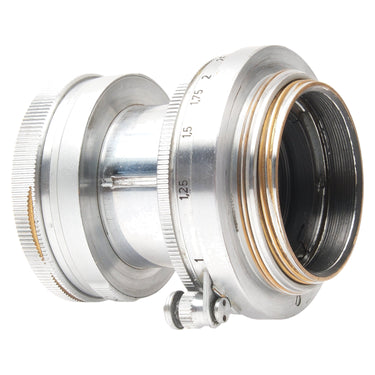 Leica Summitar rear side view showing screw mount threads and distance scale