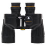 Fujinon 7x50 FMTRC-SX binoculars rear view showing eyepieces, compass window, and PASSED sticker