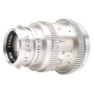 Kodak Ektar 90mm f3.5 angled view showing 90mm marking and depth of field scale