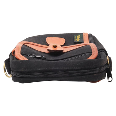 Billingham Airline Stowaway top view showing zipper pull and green maker label