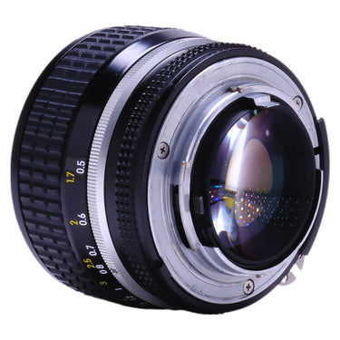 Nikon 50mm f1.2 Nikkor rear element and F mount three-quarter view