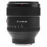 Sony FE 85mm f1.4 GM front view showing focus and aperture rings