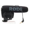 Rode VideoMic Pro shotgun microphone left side with RODE logo, shock mount, and 3.5mm cable