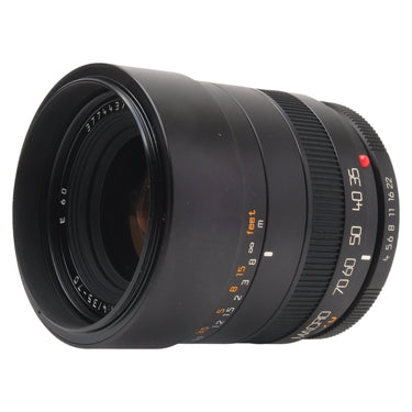 Leica 35-70mm Vario-Elmar-R lens side showing focal length and aperture scales