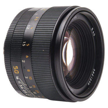 Leica 50mm f1.4 Summilux-R front three-quarter view showing front glass