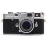 Leica M6J front view with silver 50mm f2.8 Elmar-M lens mounted