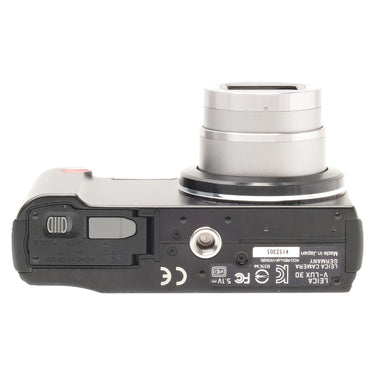 Leica V-Lux 30 bottom with battery and memory card door and serial label