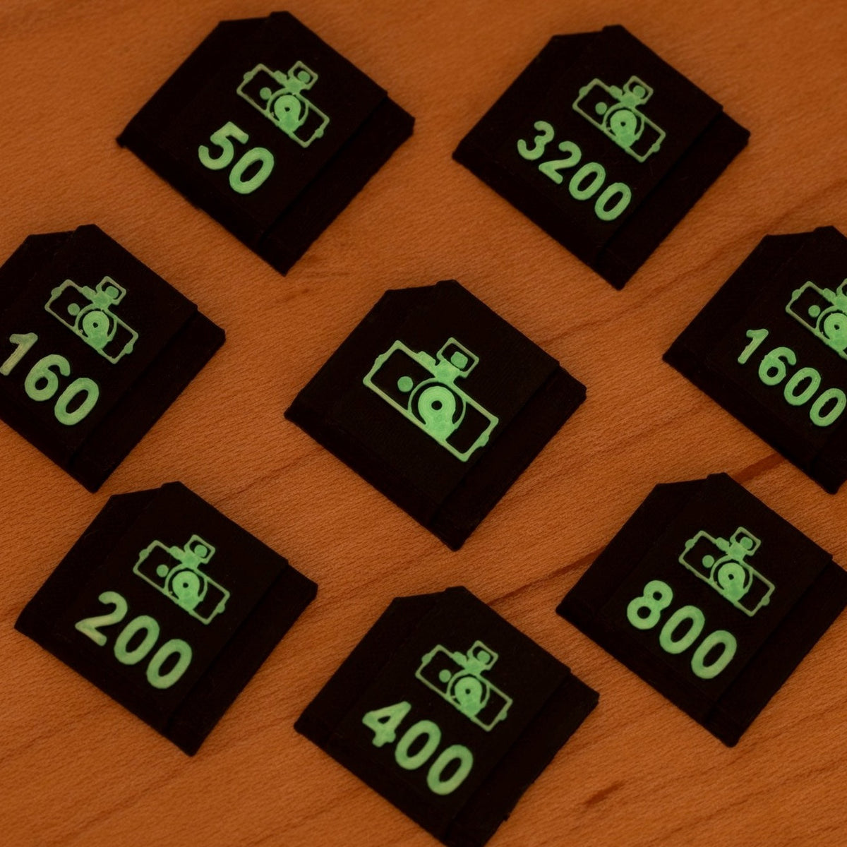 Made in Wetzlar Hot Shoe Film Speed Set -  Black w/ Glow In the Dark Green