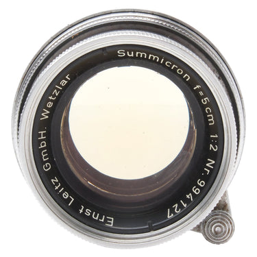 Leica 5cm f2 Summicron front view with Ernst Leitz Wetzlar engraving and serial number 994127