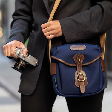 Billingham Hadley Digital Navy Fibrenyte / Chocolate Leather