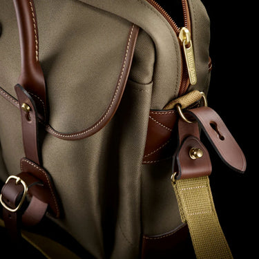 Billingham Thomas Briefcase / Laptop Bag - Khaki Canvas / Tan Leather (Olive Lining)
