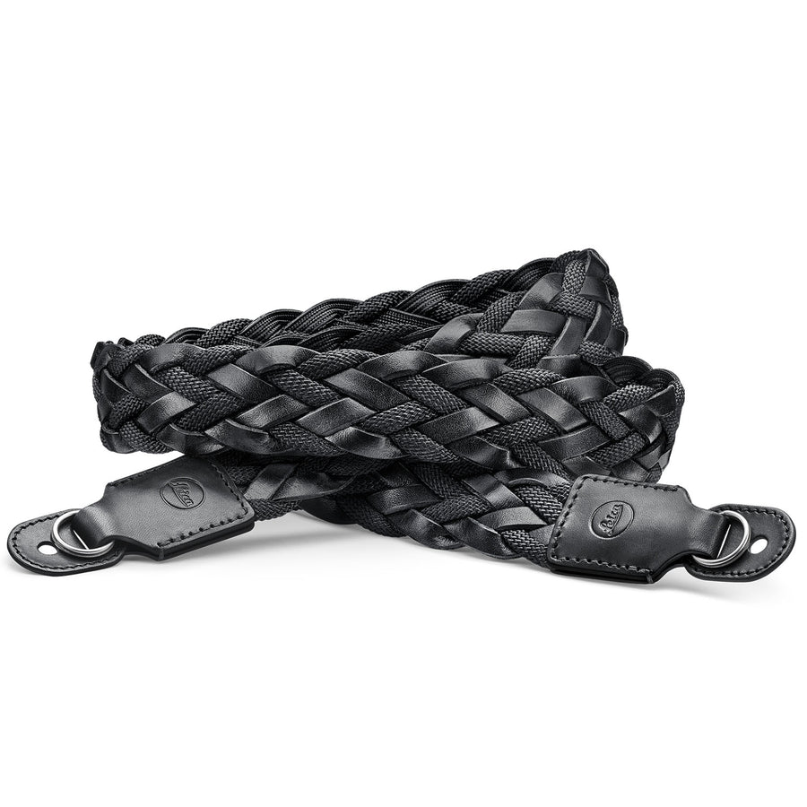 Leica Carrying Strap, Flat Braided Rayon & Leather Cord, Black